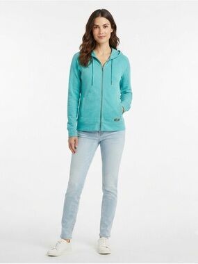 Women’s  L.L.Bean Teal Full Zip Hoodie 100% Cotton